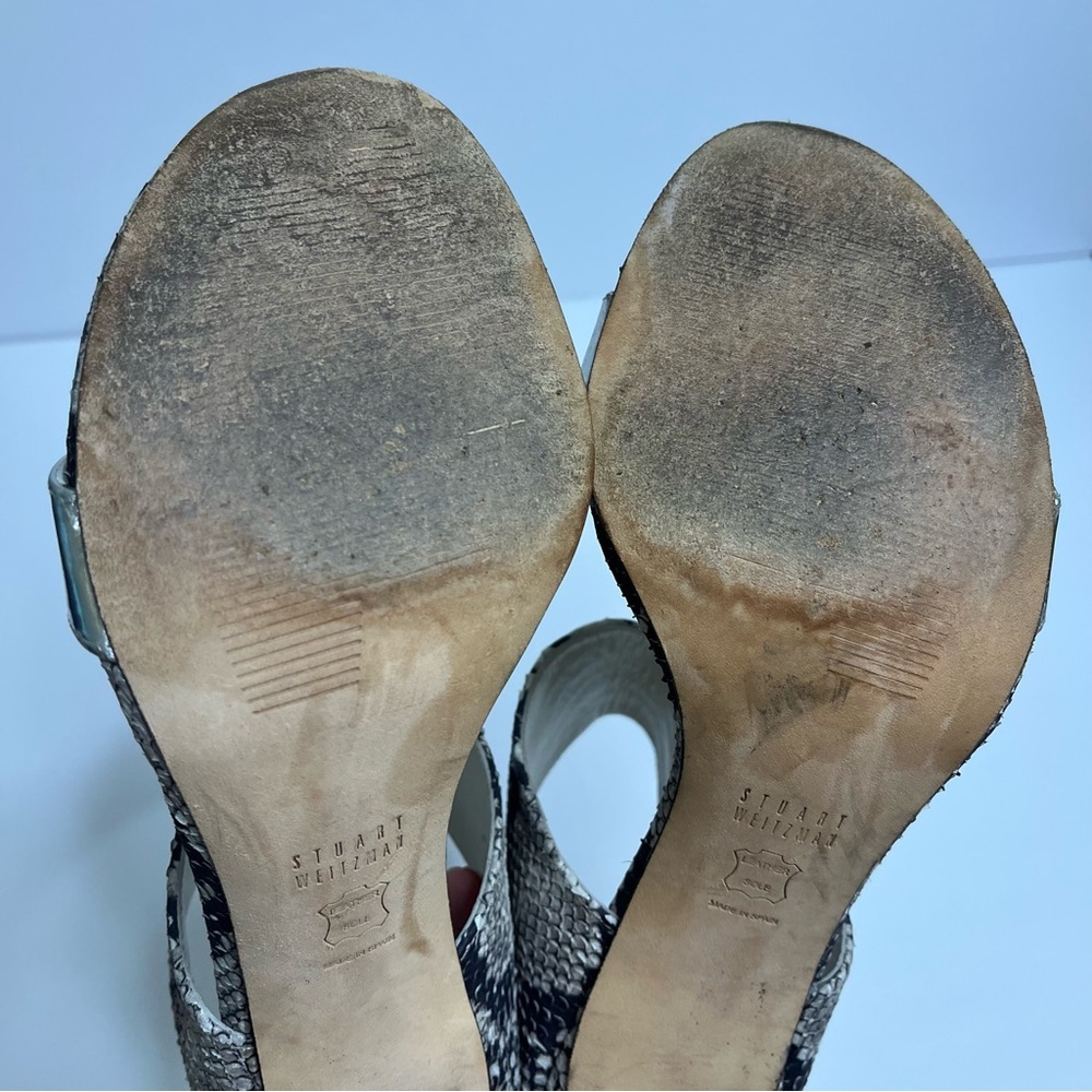 Stuart Weitzman Myslide Snakeskin And Silver Stra… - image 7